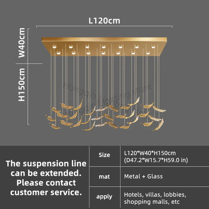 luxury Glass Hanging  Led Chandelier