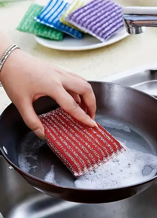 10/50pcs Steel Wire Sponge Wipe Non-stick Oil Brush Double Sided Cleaning Cloth Kitchen Dishcloth Scouring Pad Rag Cleaning Tool