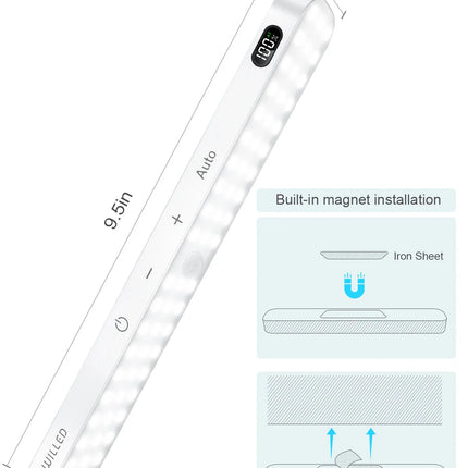 Motion Sensor Cabinet Light Battery Display 60 LED Touch Light Bar Wireless Rechargeable