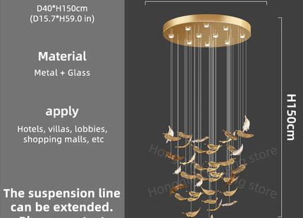luxury Glass Hanging  Led Chandelier