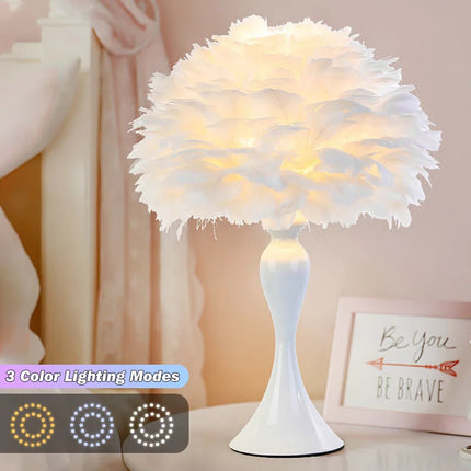 Feather Table Lamp LED Night Light  Modern Creative