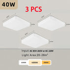 Square 40W 3PCS / Warm White | 220V Voltage