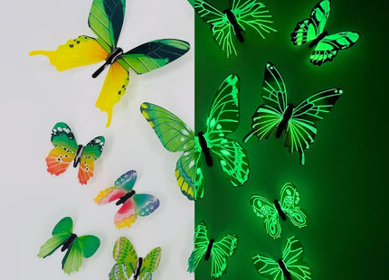 12Pcs Fashion 3D Luminous Butterfly Creative Wall Sticker