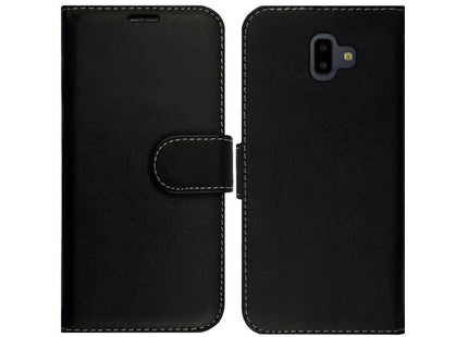 Samsung Galaxy J4 Book Flip Case Black Leather Wallet