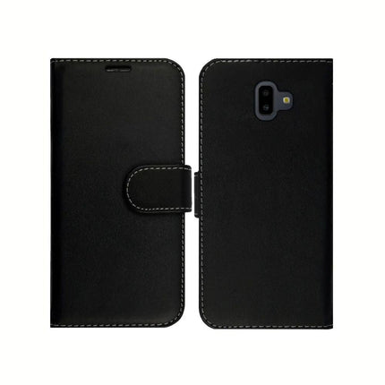 Samsung Galaxy J4 Book Flip Case Black Leather Wallet