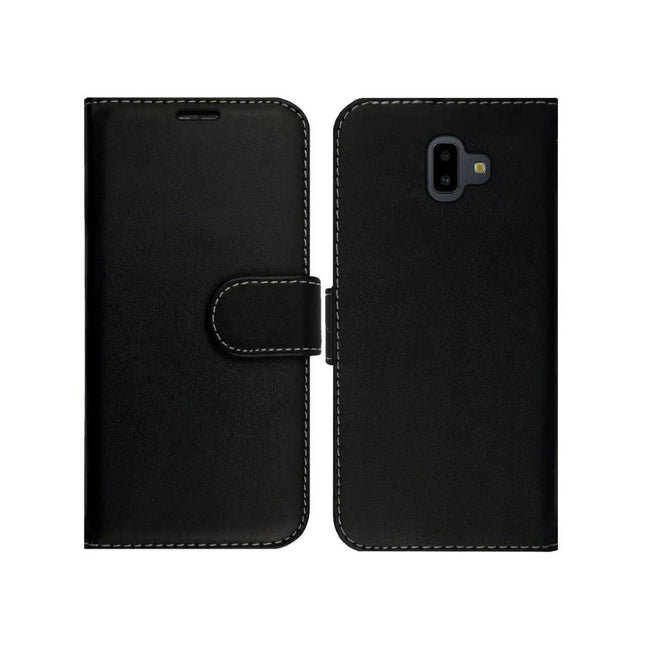 Samsung Galaxy J4 Book Flip Case Black Leather Wallet