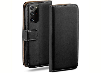 Samsung Galaxy Note 20 Book Flip Case Black Leather Wallet