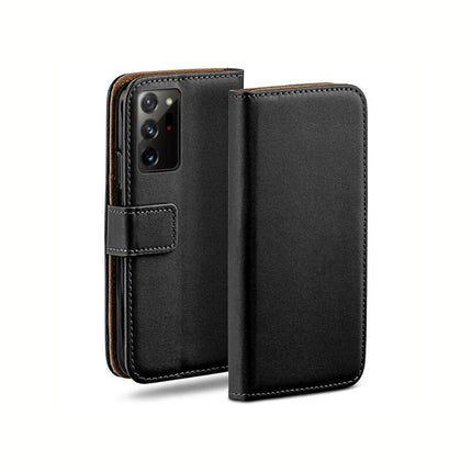 Samsung Galaxy Note 20 Book Flip Case Black Leather Wallet