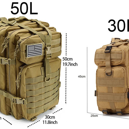 QT&QY 30/50L Tactical Backpacks Man Traveling Bags Survival Outdoor 3P Assault Pack EDC Molle Pack hiking Trekking Hunting Bag