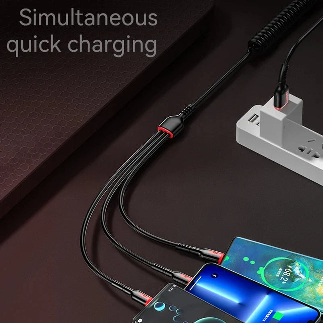 3 in 1 66W 6A Fast Charging USB Cable