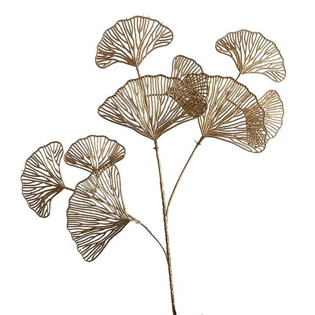 1PC Fan Leaf Netting Artificial Golden Flower