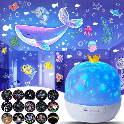 Crown Star Light Projection Rotating Star  Ceiling Atmosphere Night Lamp