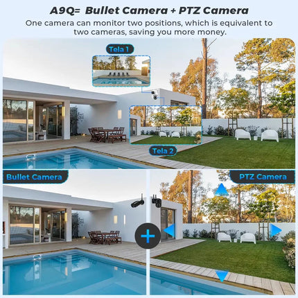 8MP Wifi Camera PTZ Outdoor Dual Screen Human Detection Dual Lenses 10MP Security Protection IP Camera