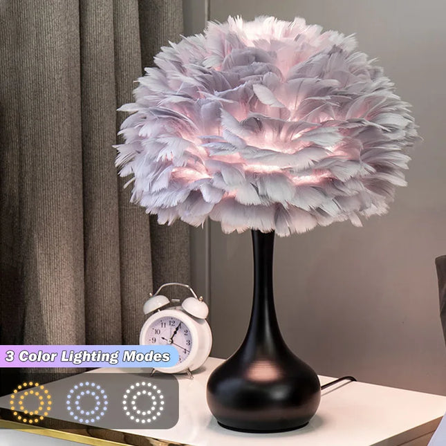 Feather Table Lamp LED Night Light  Modern Creative