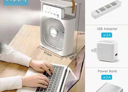 New 3 In 1 Fan AIr Conditioner Household Mini Air Cooler LED Night Light Portable