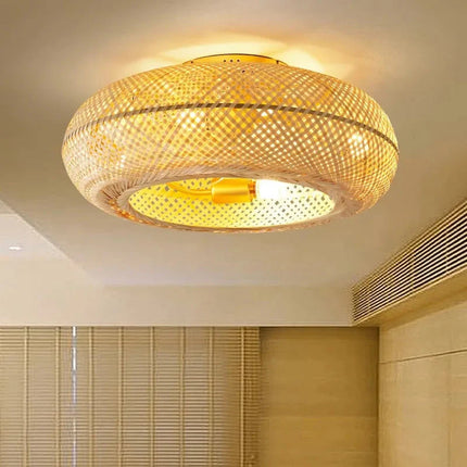 Silent Ceiling Fan Fans With Lights Remote Control Lamp 50cm Air Invisible Blades Retractable
