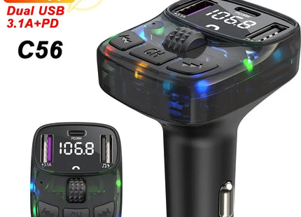 Car Charge Bluetooth 5.3 FM Transmitter Handsfree Car Radio Modulator