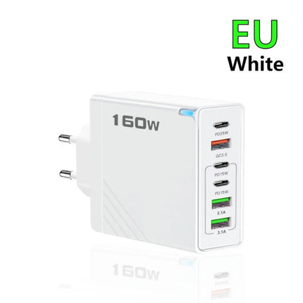 160W Multi Ports USB Type C Charger Fast Charging Phone Charger Adapter For iPhone Samsung Xiaomi EU/US/UK Plug USB Wall Charger