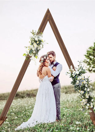 10.2FT Tall Rustic Triangle Wedding Arch Thicken Wooden Backdrop Stand Frame for Garden Wedding Ceremony Decorations