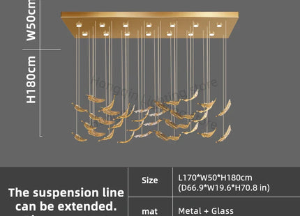 luxury Glass Hanging  Led Chandelier