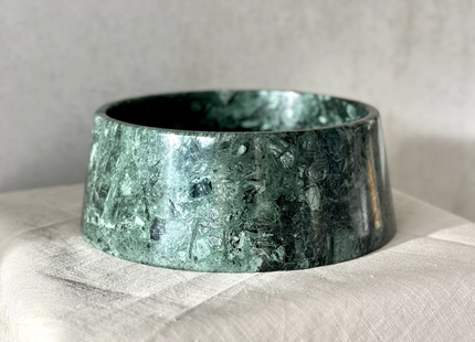 Dark Green Marble Dog Bowl