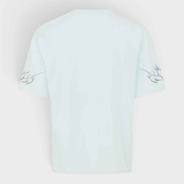 Blades Printed Oversized T-Shirt Pale Blue