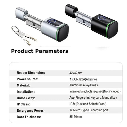 Smart  Lock With Tuya Bluetooth Fingerprint 13.56mhz IC Card Include