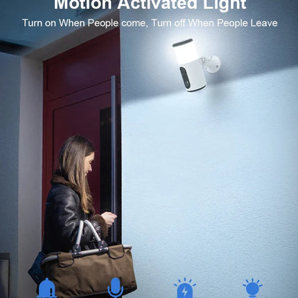 2K Solar Floodlight Wifi Camera Two Way Audio , Night Vision Outdoor Wireless, Waterproof