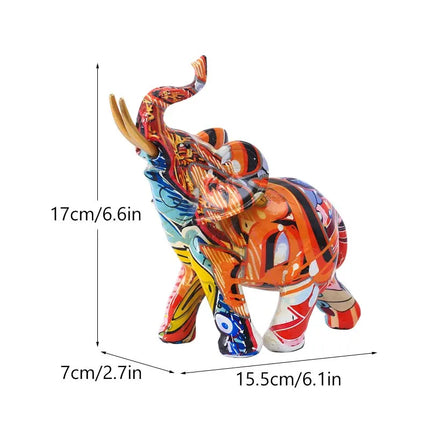 Resin Colorful Transfer Printed Elephant Figurines