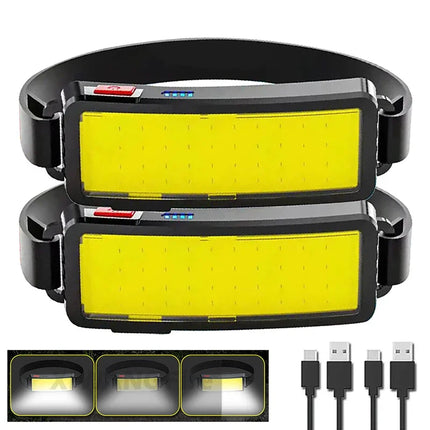Powerful COB LED Headlamp Type-c Rechargeable Head Flashlight