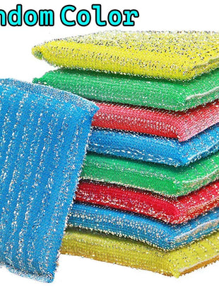 10/50pcs Steel Wire Sponge Wipe Non-stick Oil Brush Double Sided Cleaning Cloth Kitchen Dishcloth Scouring Pad Rag Cleaning Tool