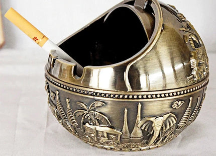 Zinc Alloy Ashtray Metal With Cover Anti-fall Windproof Ashtray
