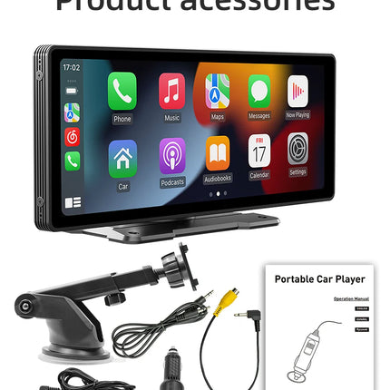 10.26 Inch Portable Wireless Carplay Screen HD Rear Reversing Camera Car Radio DVR MP5 Multimedia Video Player Android Auto