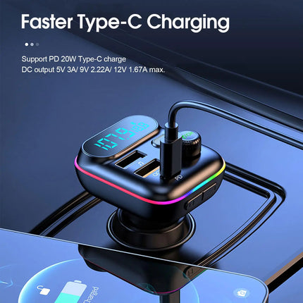 18W QC3.0 Fast Charge Bluetooth 5.0 FM Transmitter