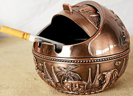 Zinc Alloy Ashtray Metal With Cover Anti-fall Windproof Ashtray