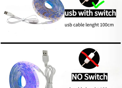 USB LED Strip Light with Switch Decoration Waterproof Tape