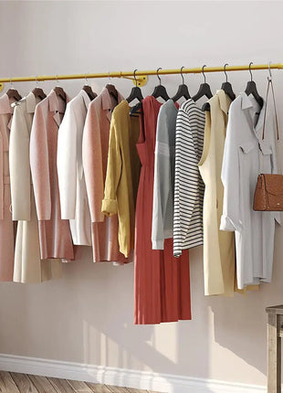 70.8 Inch Industrial Pipe Clothing Rack Wall Mounted Clothes Rail Garment Hanging Bar Rod Display Rack Closet Storage