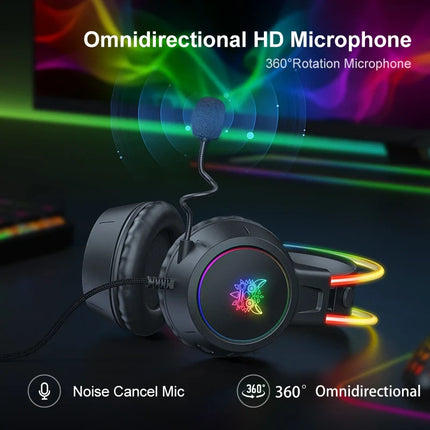 ONIKUMA RGB Gaming Headphones with HD Flexible Mic 3.5mm Gaming Headsets For PC Xbox PS4 PS5 Switch Computer Games