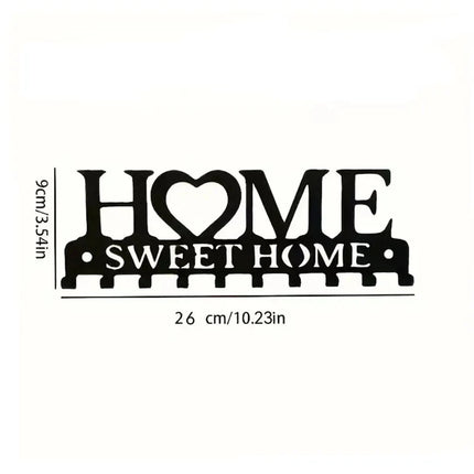 Home Sweet Home Black Metal Key Holder & Wall Organizer