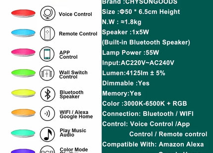 Modern LED Ceiling Lights Bluetooth Speaker Remote Control