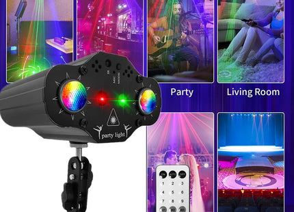 Stage DJ Party Laser Projector Disco Voice Controlled Strobe Lights