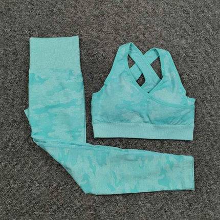 3PCS Camouflage Yoga Set for Women Seamless Fitness Yoga Bra Sports Bra High Waist GYM Camo leggings Pants Fitness Suits Workout