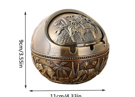 Zinc Alloy Ashtray Metal With Cover Anti-fall Windproof Ashtray