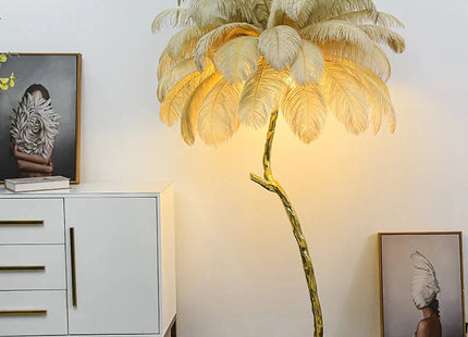 Ostrich Feather Floor Lamp for Living Room