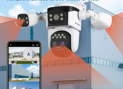 WiFi Security Camera Outdoor 10X Optical Zoom Four Lens Human Auto Tracking Waterproof