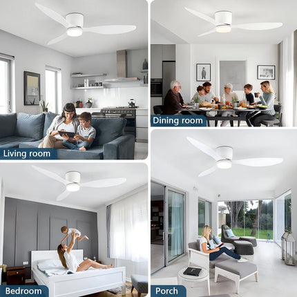 Ceiling Fan With Light, 6-speed choice, Reversible DC motor
