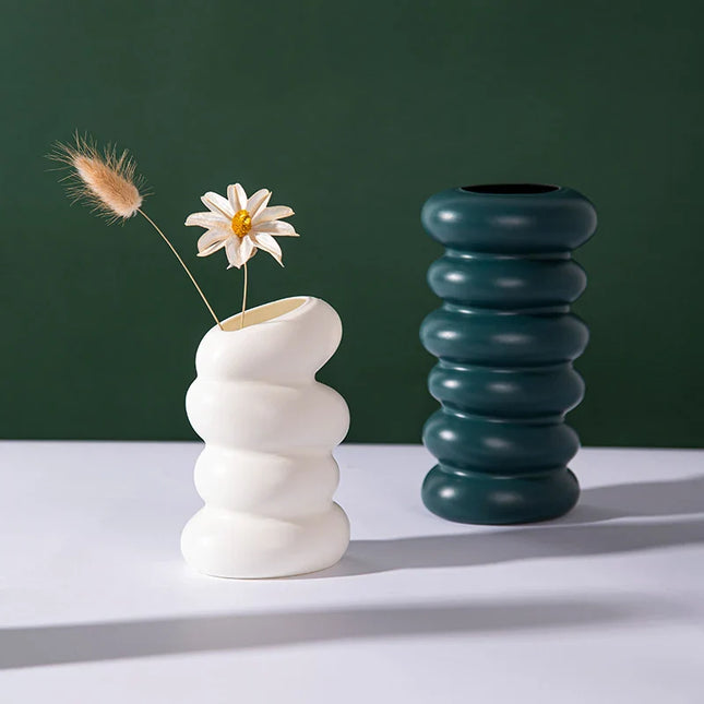 1PC Plastic Spiral White Vase Hydroponic Pot
