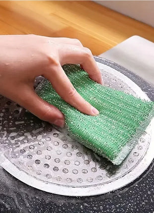 10/50pcs Steel Wire Sponge Wipe Non-stick Oil Brush Double Sided Cleaning Cloth Kitchen Dishcloth Scouring Pad Rag Cleaning Tool