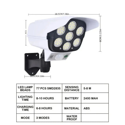 Outdoor Motion Sensor Solar Lights 77 LED Floodlight Waterproof