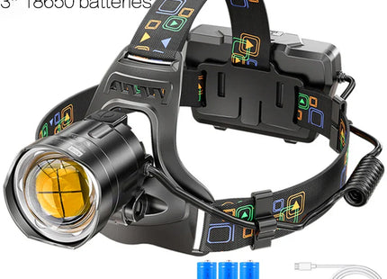 Powerful XHP100 Led Headlamp Zoomable USB Rechargeable High Power Headlight